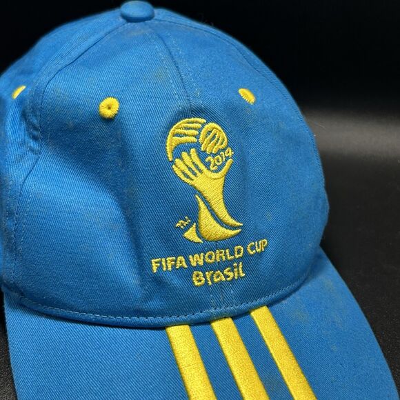 FIFA World Cup Brasil 2014 Hat ADIDAS Blue One Size Adjustable Striped - Picture 2 of 6